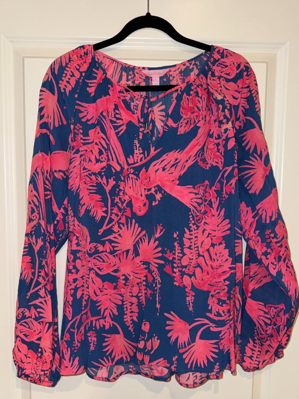 Lilly Pulitzer Pink & Blue Rayon Blouse in Large
